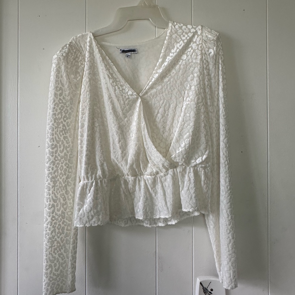 NWOT Express White Flutter Sleeve Wrap Blouse